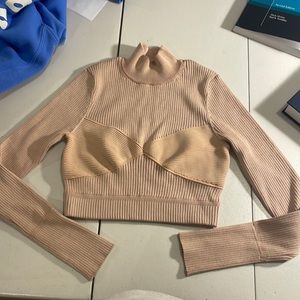 NBD Revolve Size Small Cropped Knit Beige Midori Turtleneck Sweater nwot